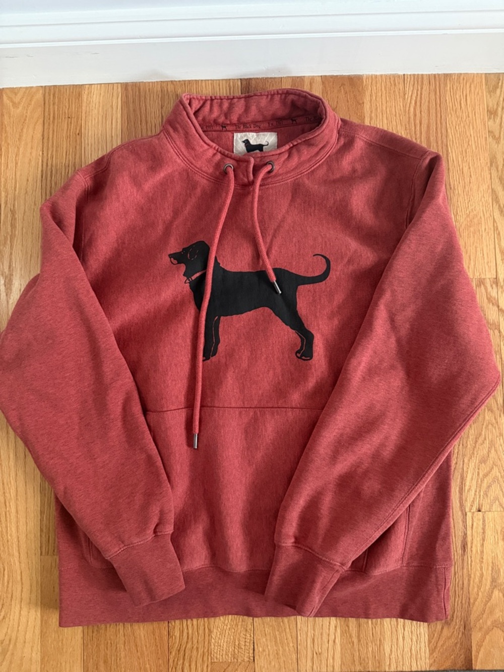 The Black Dog Red Pullover with Black Dog Graphic